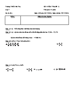 Bai kiêm tra (Đề 1) môn Toán - Lơp 7 Trương THCS Hai Thọ